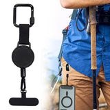 Retractable phone lanyard with clip, front view