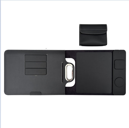 Magnetic Wireless Charger Leather Laptop Sleeve Mouse Pad