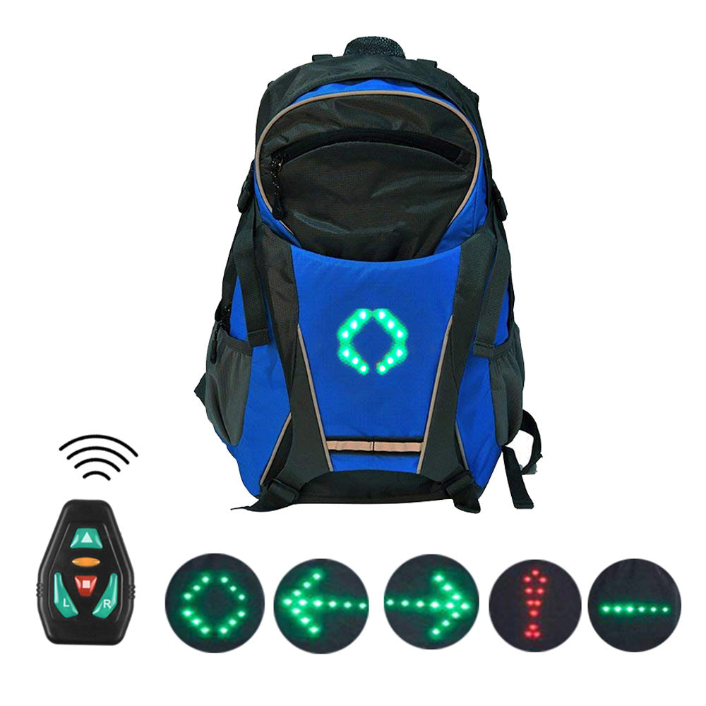 LED Turn Signal Backpack with Remote Control Water-Resistant USB Rechargeable Cycling Bag
