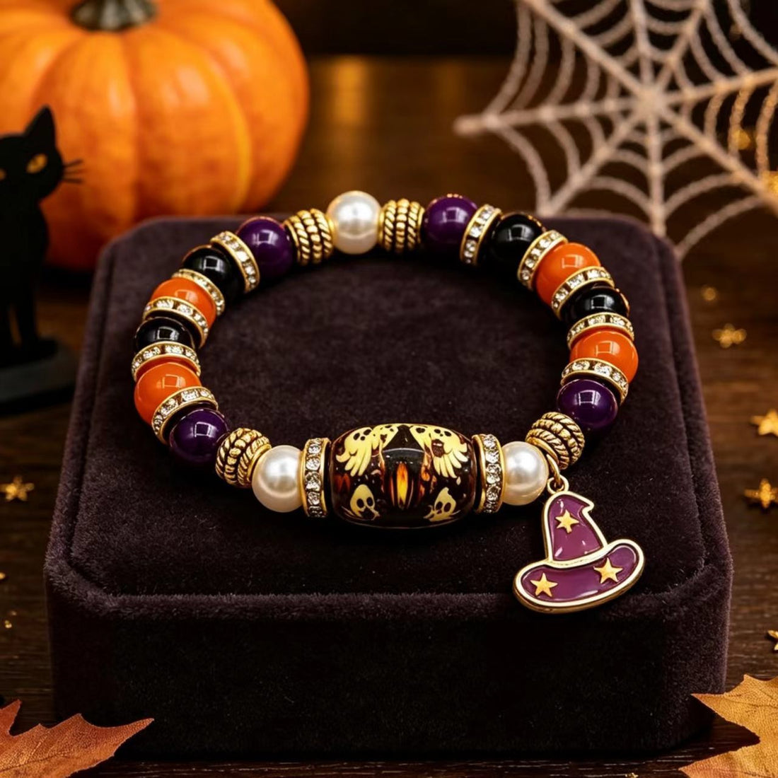 Halloween Beaded Bracelet Pumpkin Witch Accessories