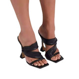 Square Toe Open Toe High Heel Slippers