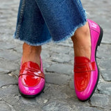 Casual Round-Toe Color-Block Slip-On Loafers