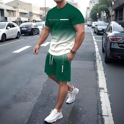 Men Gradient Sportswear Shorts Set