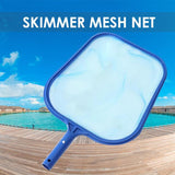 Skimmer net scooping leaves from pool