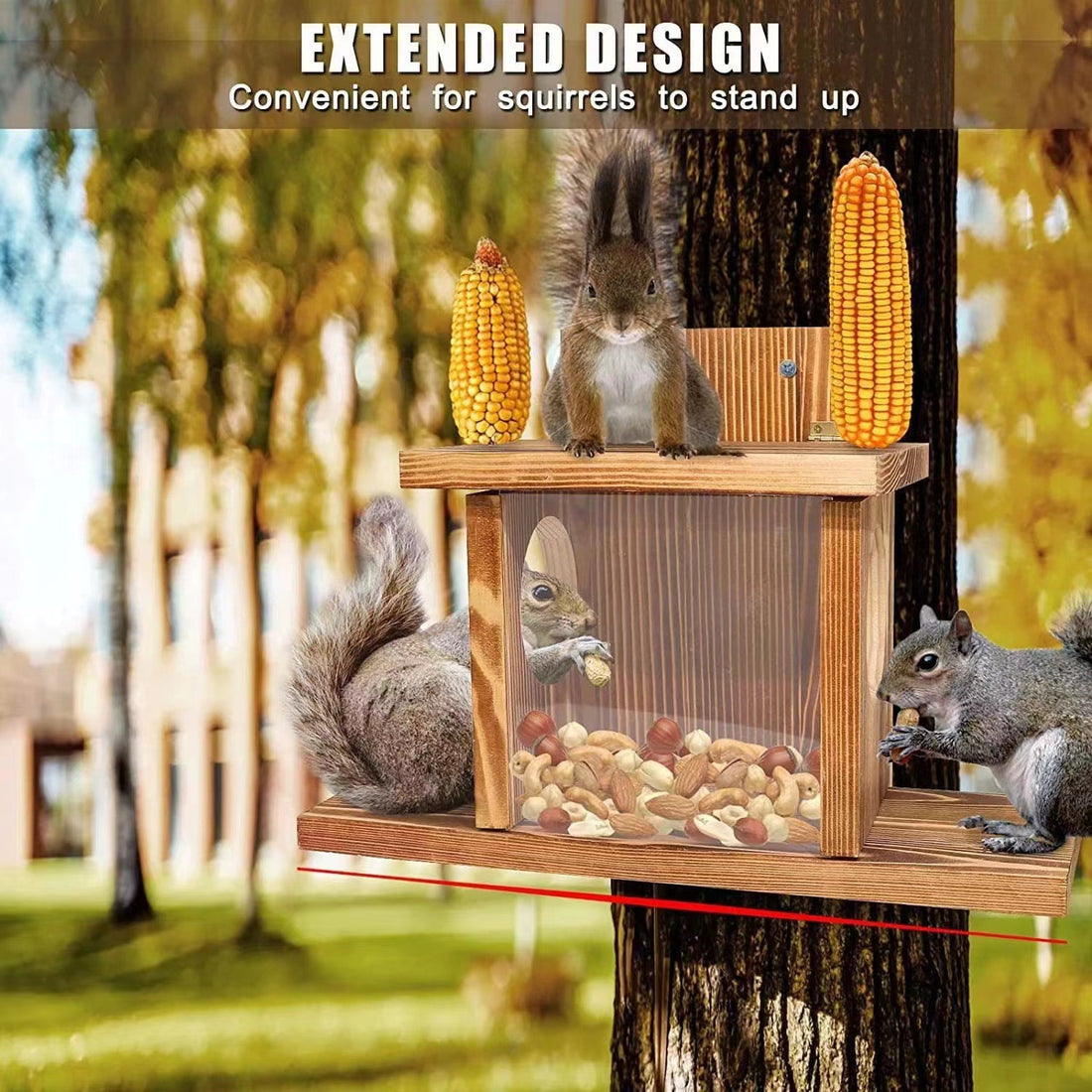 Wooden Hanging Squirrel Feeder Outdoor Small Animal Feeding House