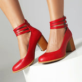 Retro Mary Jane Buckle Strap High Heel Shoes