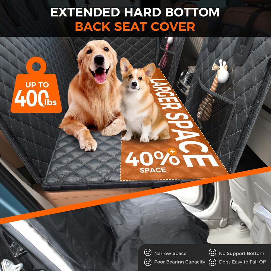 Waterproof Pet Car Seat Cover with Storage Bag