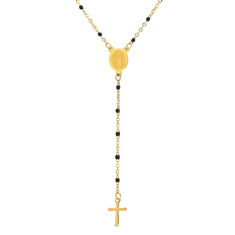 18K Gold Plated Stainless Steel Cross Pendant Necklace Vintage Unisex Jewelry