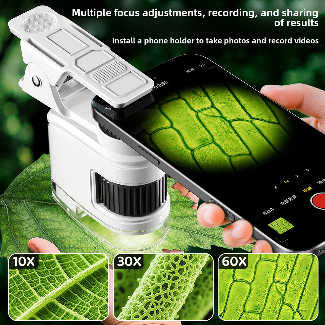 Portable Kids Microscope Science Kit with Phone Clip
