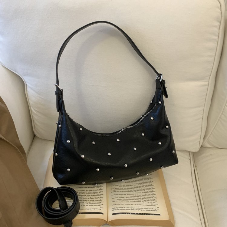 Vintage Rivet Detail PU Leather Crossbody Shoulder Bag