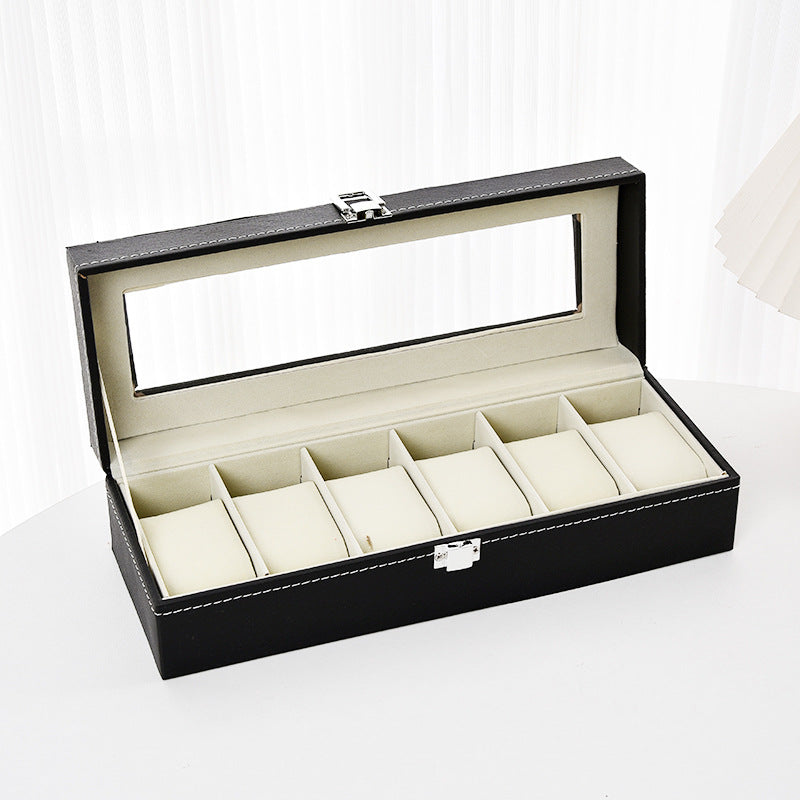 Leather Watch Display Storage Box with Transparent Window
