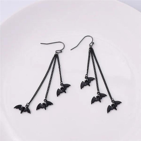 Bat Tassel Earrings Halloween Gothic Jewelry