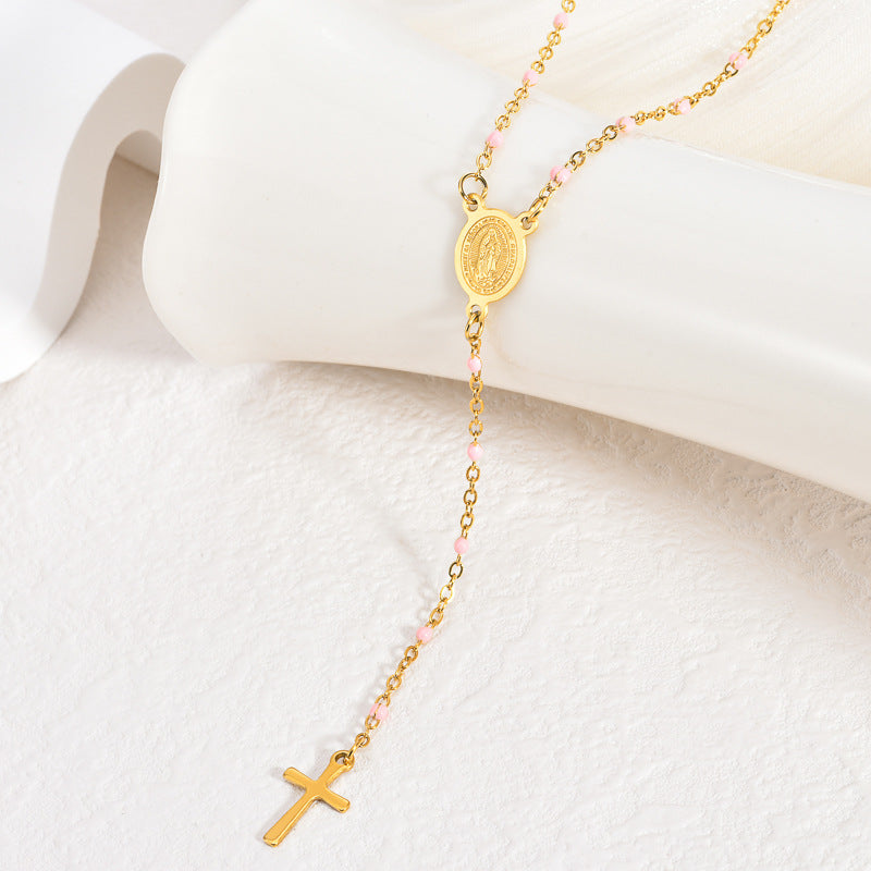 18K Gold Plated Stainless Steel Cross Pendant Necklace Vintage Unisex Jewelry
