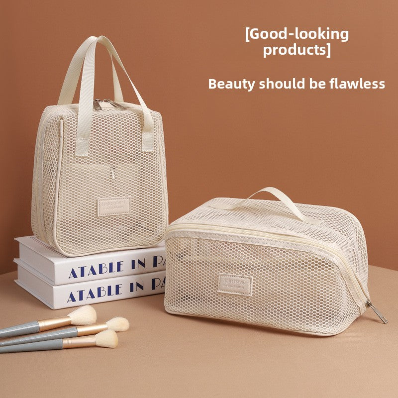 Portable Mesh Cosmetic Organizer Bag Travel Toiletry Storage Pouch
