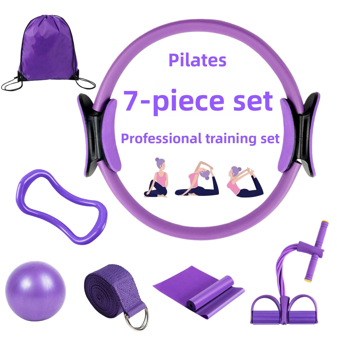 Multi-Piece Yoga Ring and Pilates Resistance Band Set