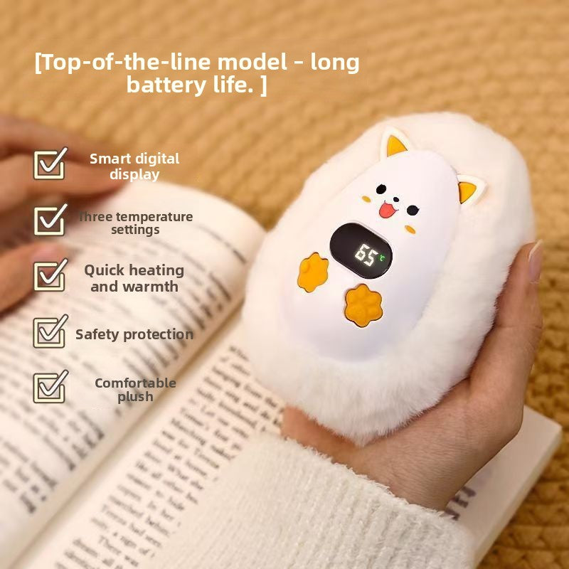 Portable Plush USB Hand Warmer with Digital Display