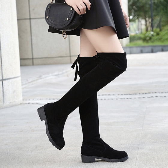 Women's black suede over-the-knee boots, photo 3
