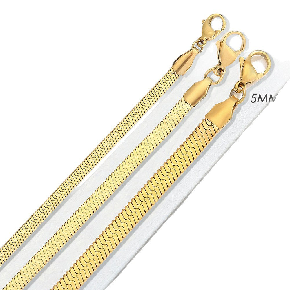 Women's Titanium Steel Snake Bone Chain Anklet Gold Silver Simple Adjustable Foot Jewelry