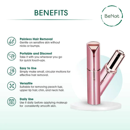 Facial Hair Remover for Women — Painless LED Trimmer, USB Rechargeable