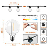 Solar Powered G40 Outdoor Decorative Light String
