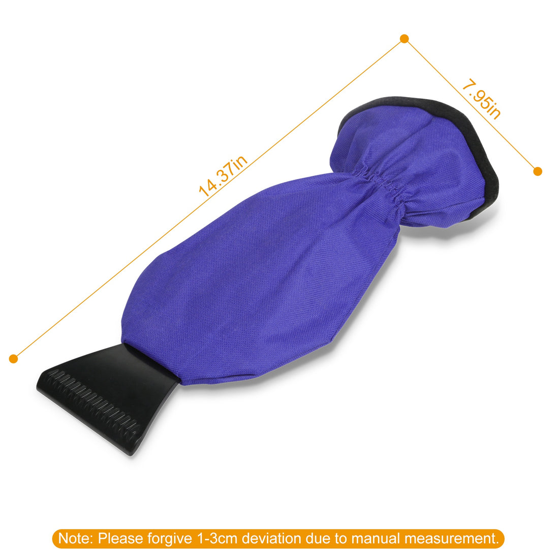 Ice scraper mitt with size measurements