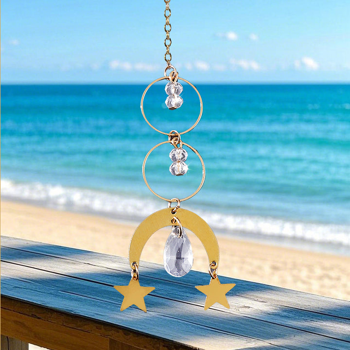 Metal crystal wind chime hanging outdoor garden decoration