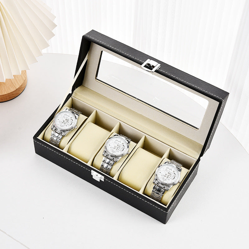 Leather Watch Display Storage Box with Transparent Window product image 2