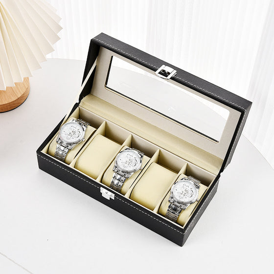 Leather Watch Display Storage Box with Transparent Window product image 2