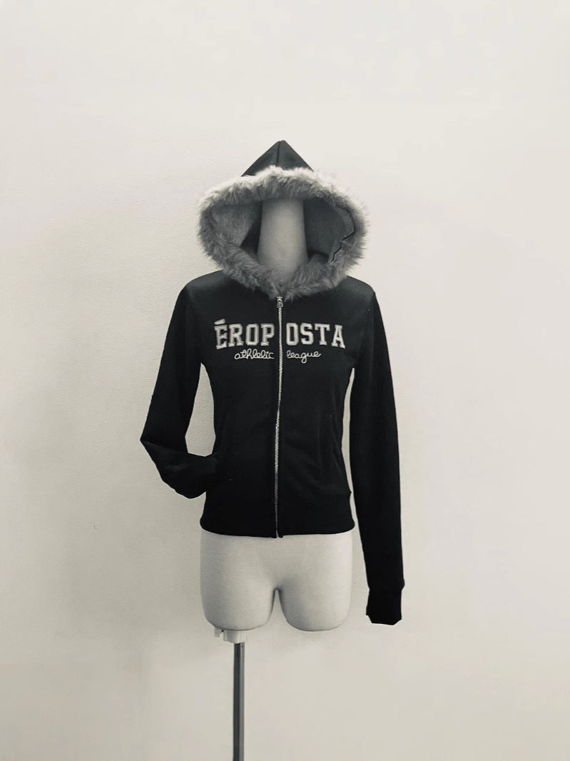 Fleece Lined Hooded Sweatshirt Coat
