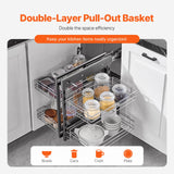 Blind corner pull-out with pivot trays extended