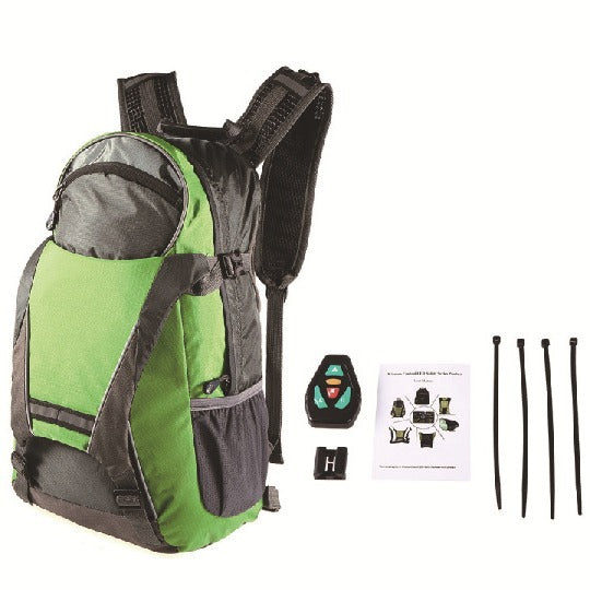 LED Turn Signal Backpack with Remote Control Water-Resistant USB Rechargeable Cycling Bag