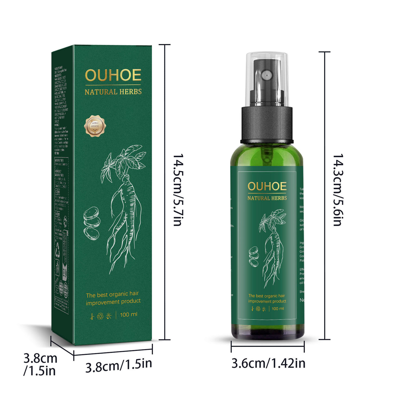 Ginseng hair growth spray lotion packaging