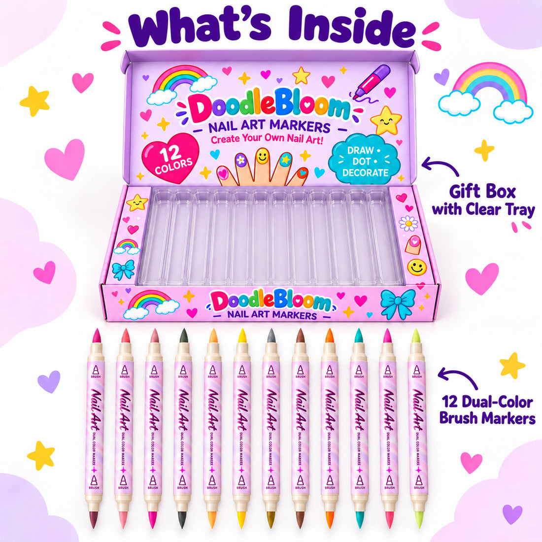 12-color pearl effect dual-tip nail art pens in gift box, photo 6