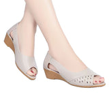 Real Soft Leather Non-slip Comfortable Women's Peep-toe Sandals