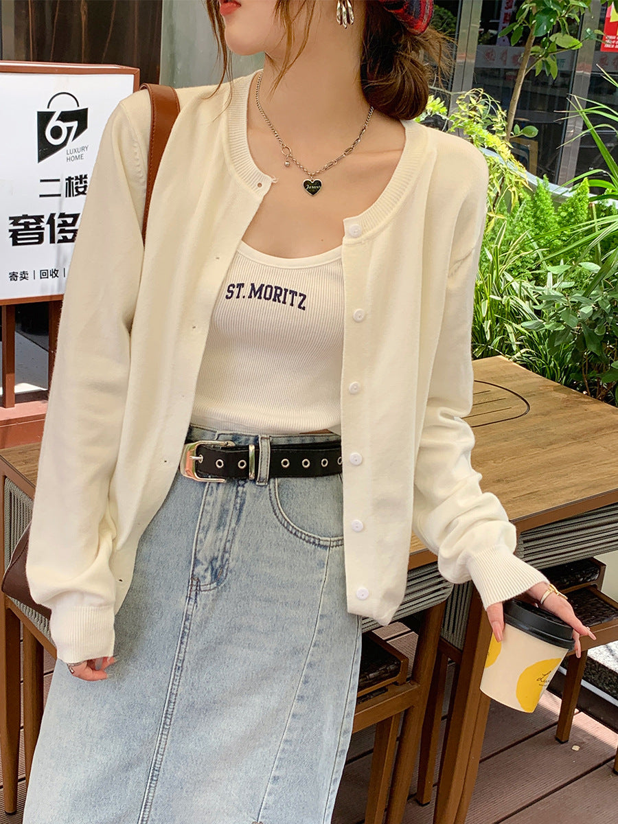 Women's long sleeve solid color knit cardigan with buttons, photo 6