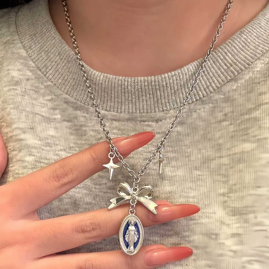 Korean Ins Style Bow Star Necklace
