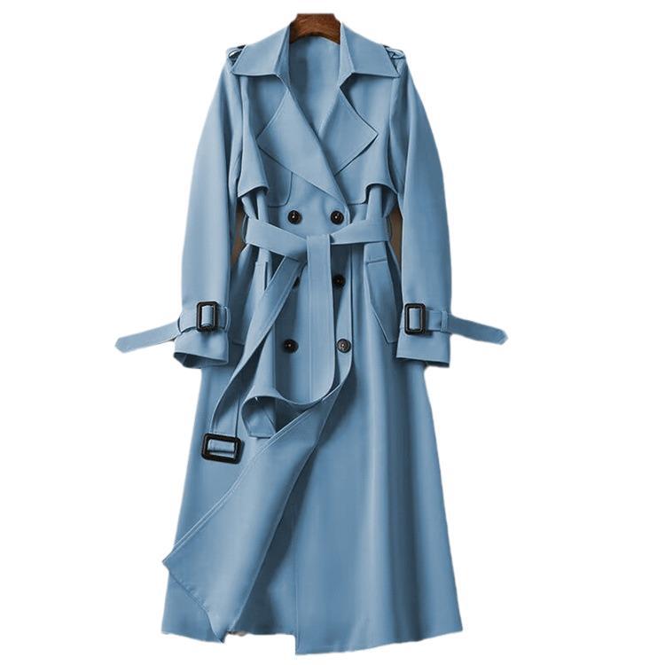 Women's Double-Breasted Lapel Long Sleeve Trench Coat