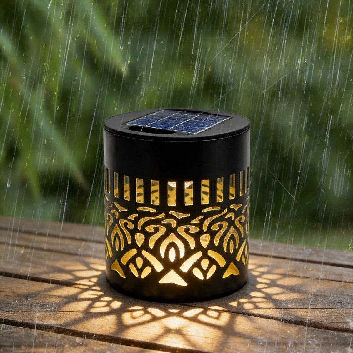 Solar Powered Outdoor Garden Light with Decorative Patterns