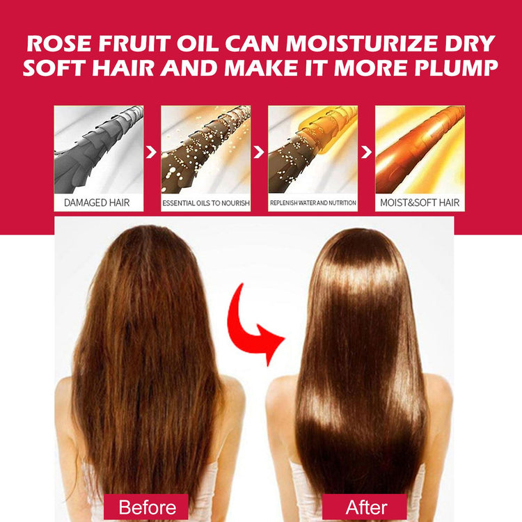 Rosehip oil applied to hair ends