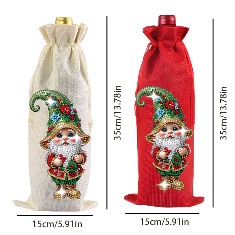 DIY Diamond Painting Christmas Linen Wine Gift Bag