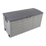 Close-up of storage box lid latch and lock
