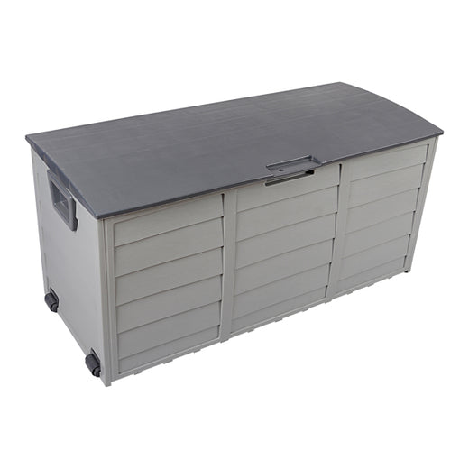 Close-up of storage box lid latch and lock