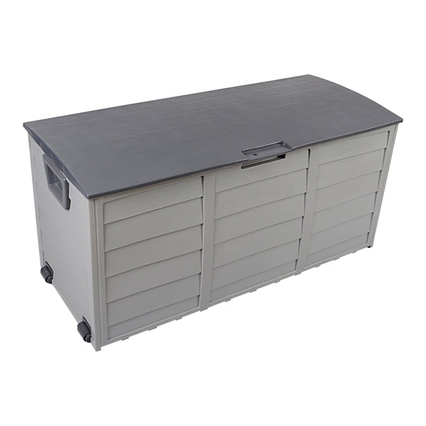 Close-up of storage box lid latch and lock