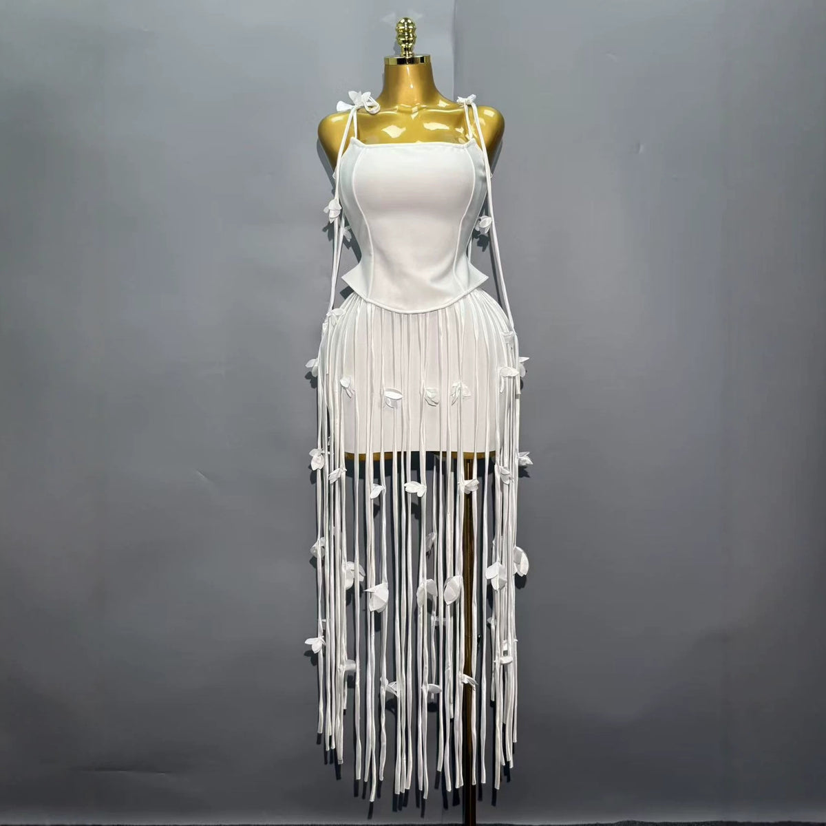 Elegant Tassel Strap Evening Dress