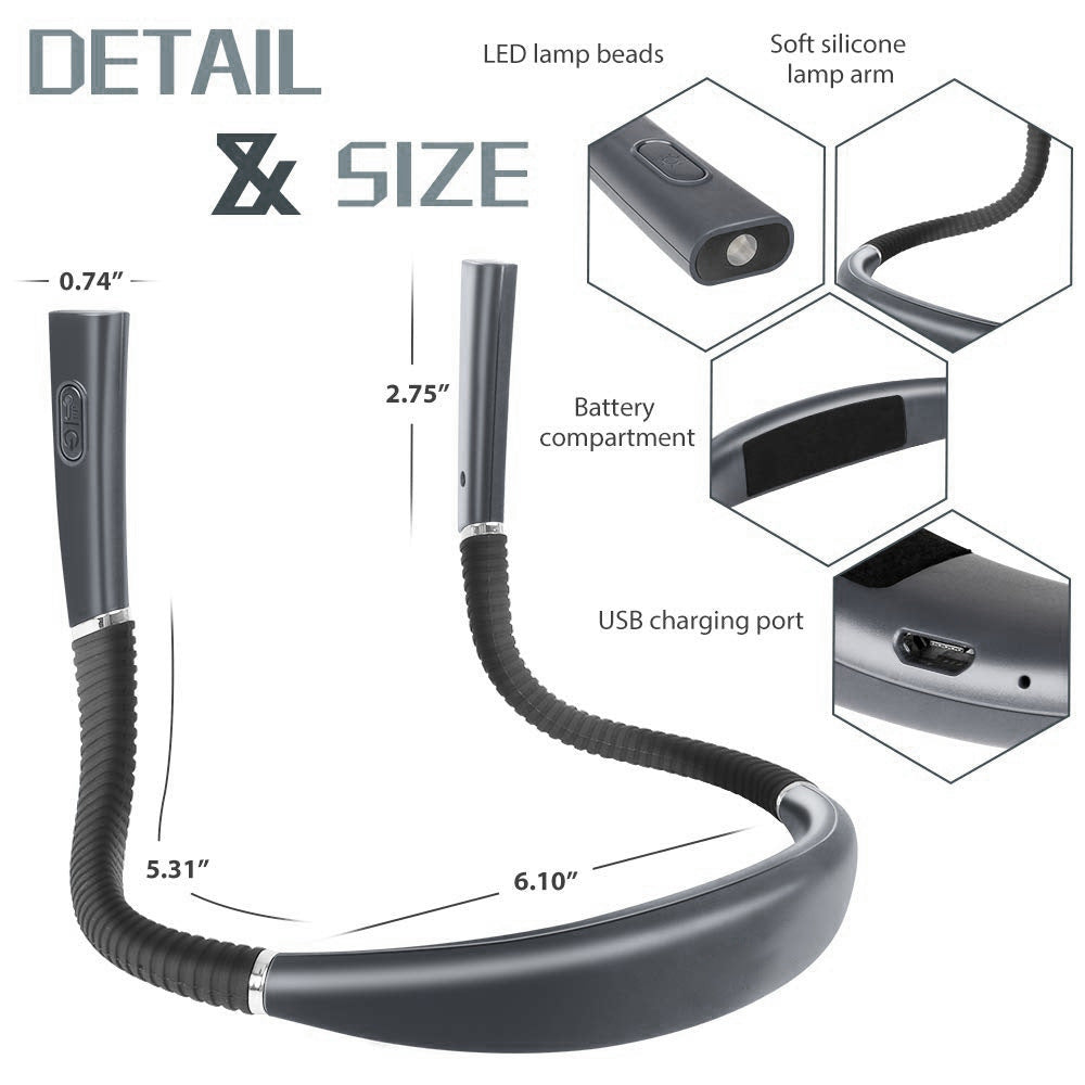 Adjustable Neck Reading Light with Rechargeable Battery