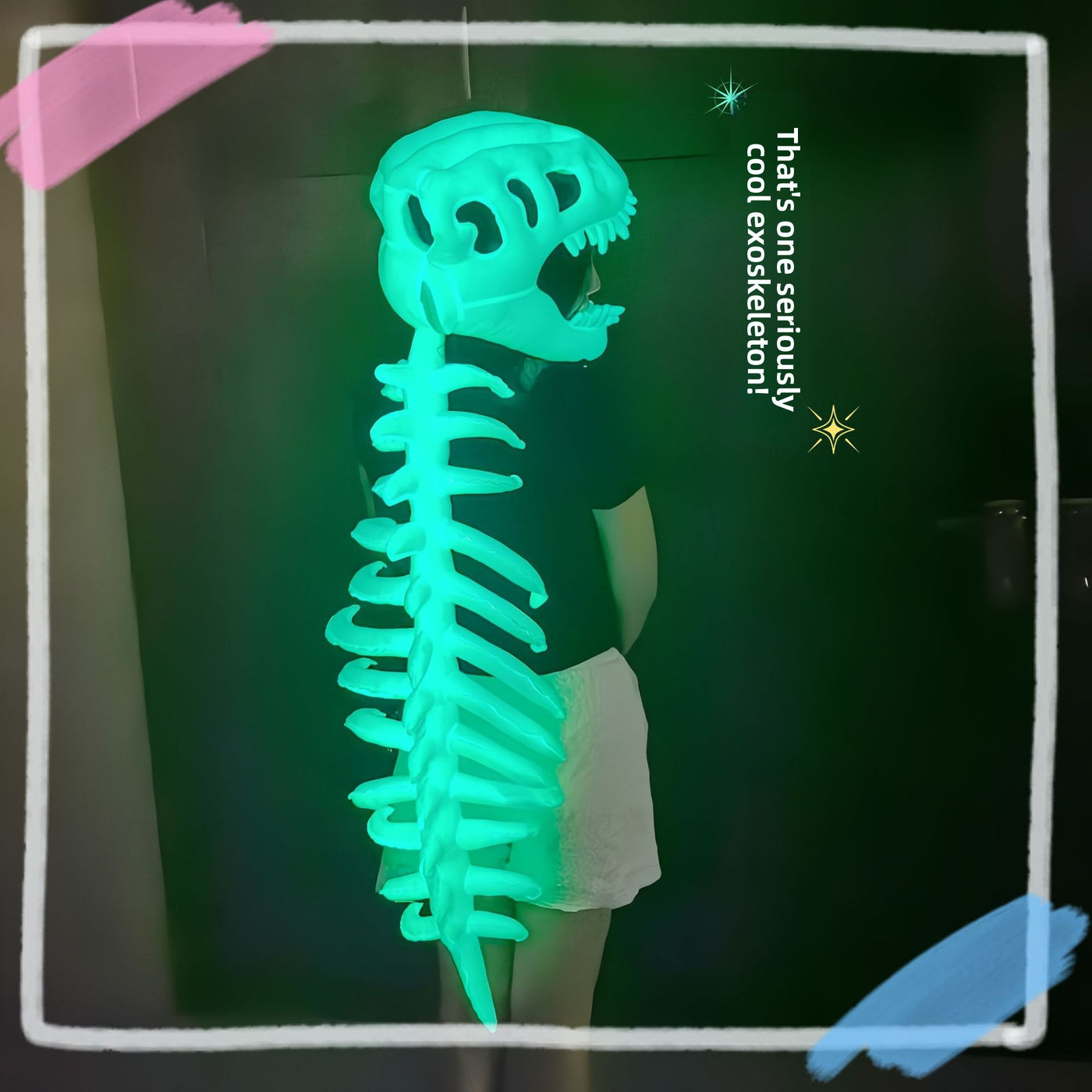 Glowing Dinosaur Skeleton Mask and Hat Set