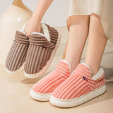 Womens Fleece Lined Cotton Slippers Warm Slip On Home Shoes