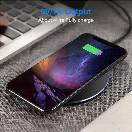 Phone charging on a slim wireless pad, 5V/1A output