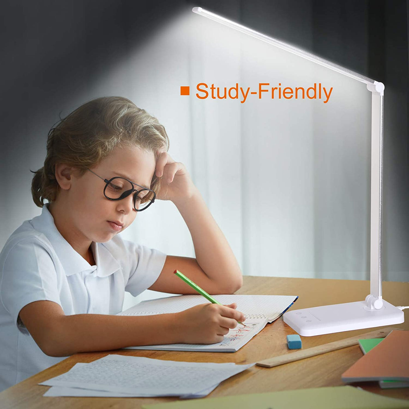 LED flex desk lamp, touch control panel