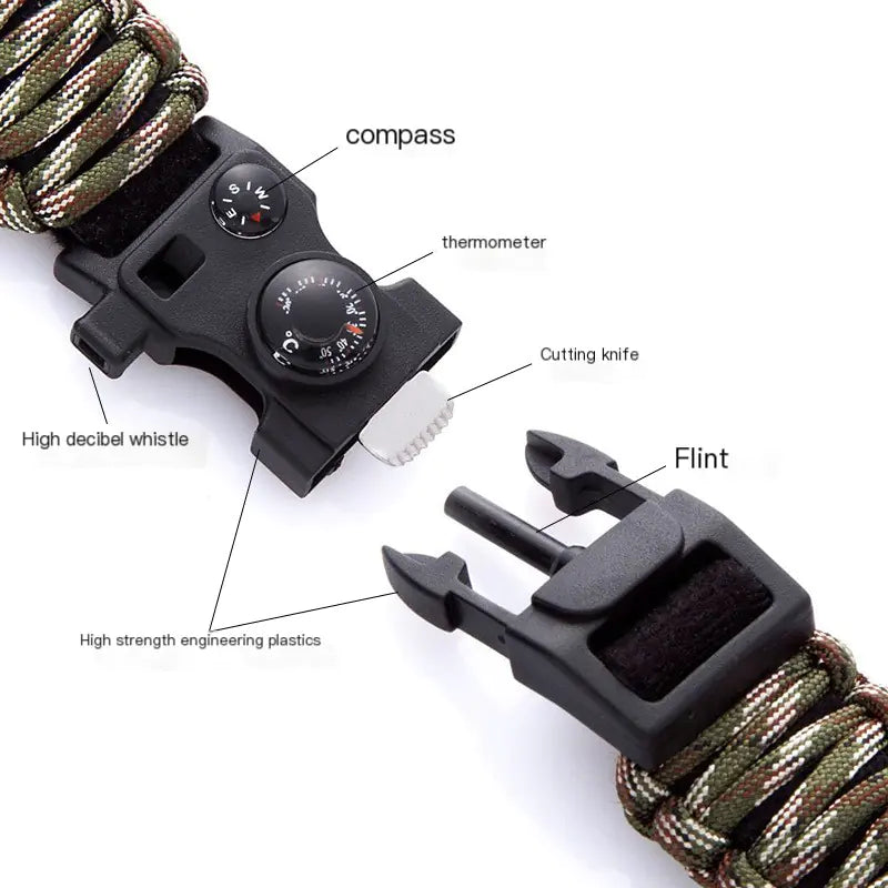 Survival paracord bracelet buckle